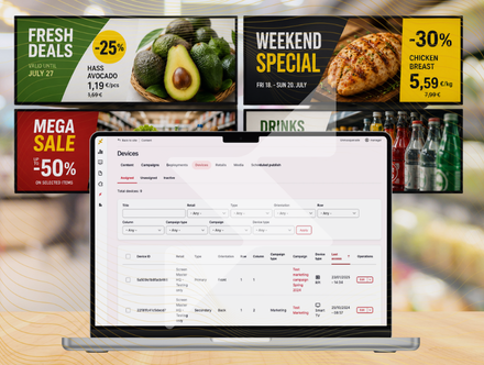 centralized dashboard, control all screens in retail